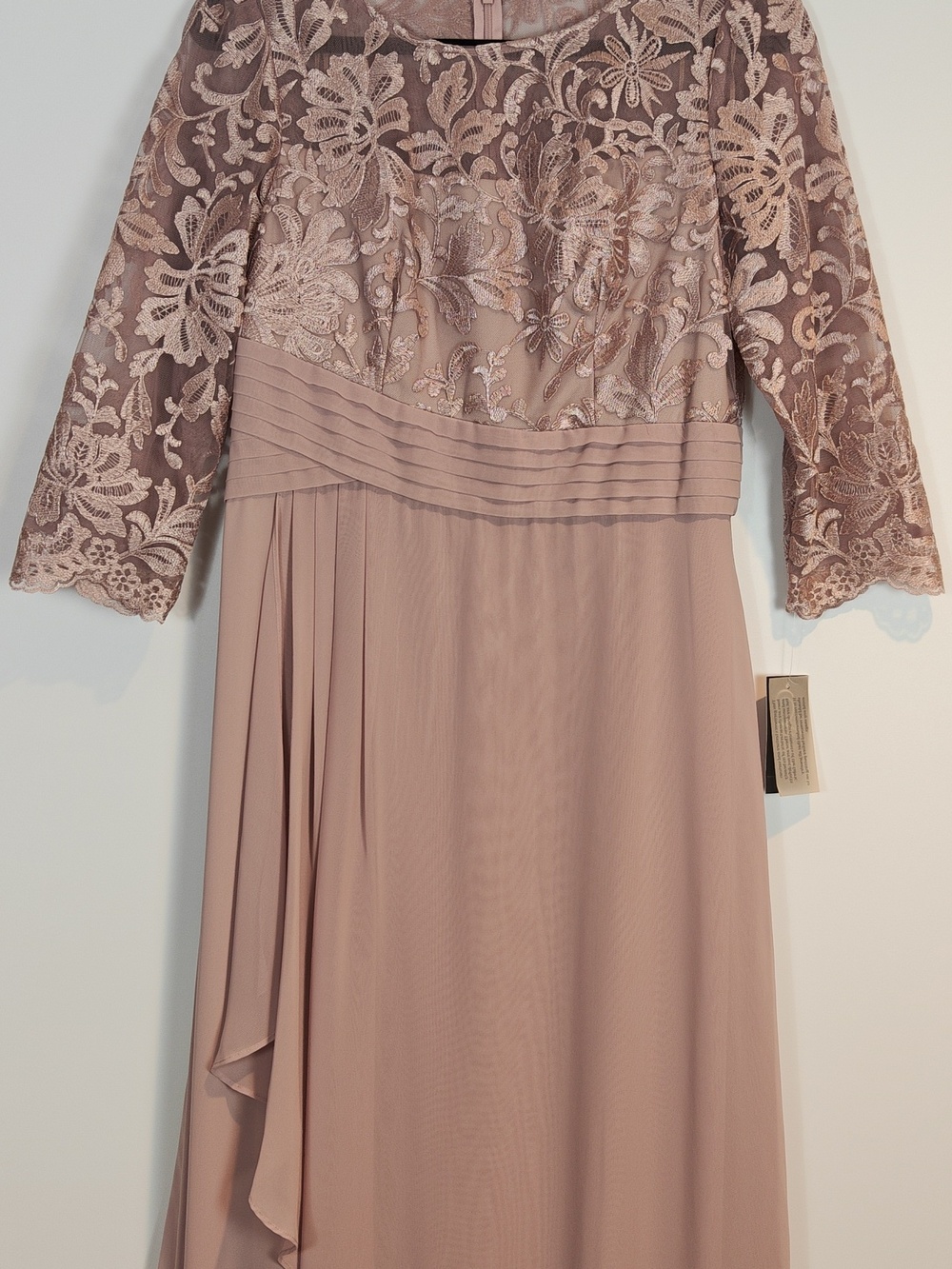 ALEX EVENINGS Womens Long Lace Top Dress with Empire Waist In Rose Size 6 - Picture 11 of 16